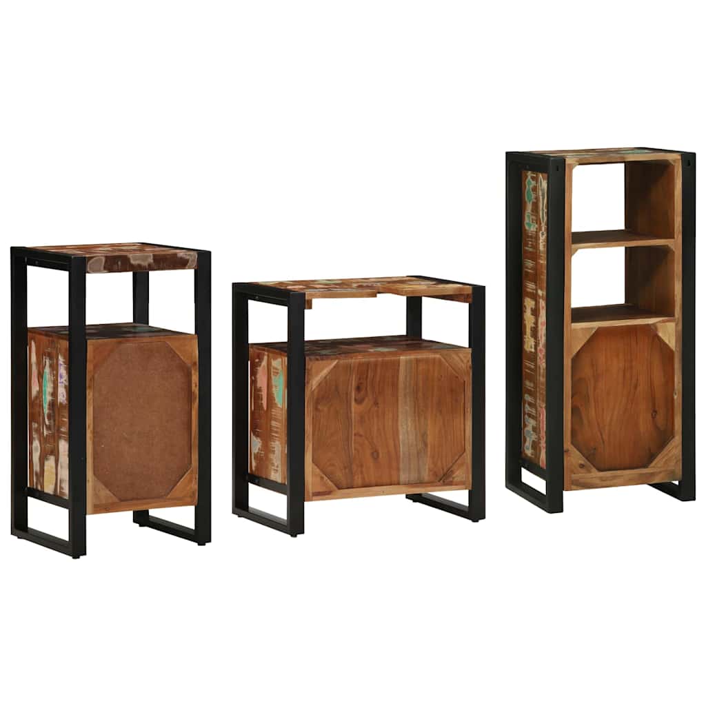 Set di mobili per il bagno 3 pcs Legno Recuperato Massello | homemem39