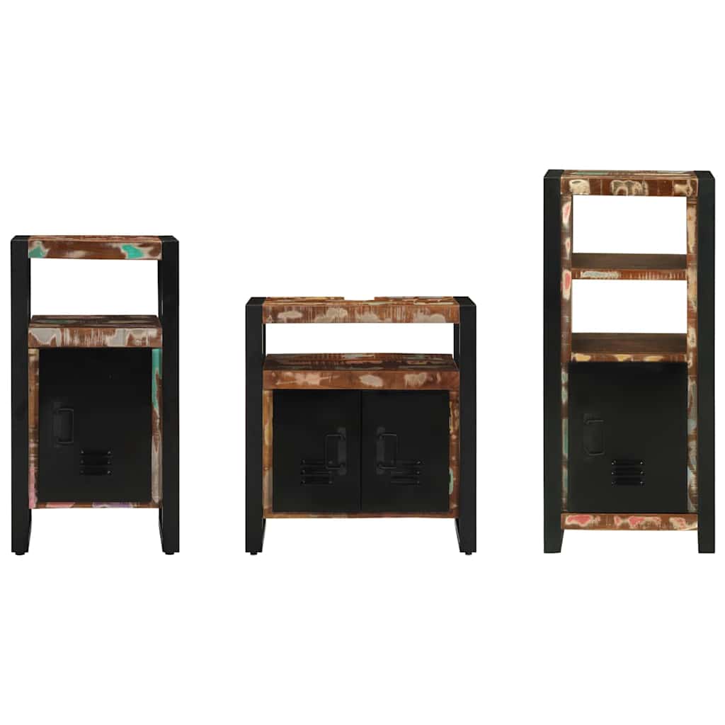 Set di mobili per il bagno 3 pcs Legno Recuperato Massello | homemem39
