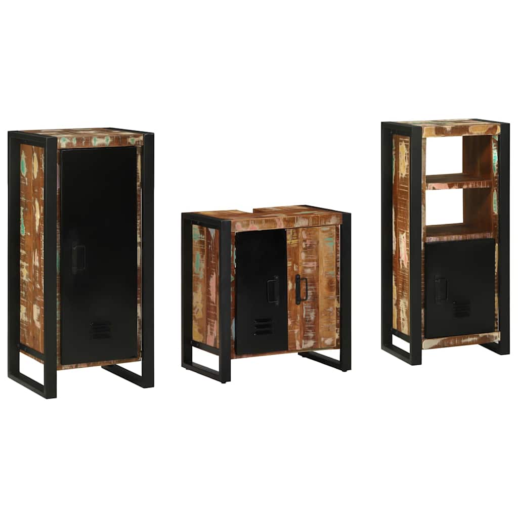 Set di mobili per il bagno 3 pcs Legno Recuperato Massello | homemem39