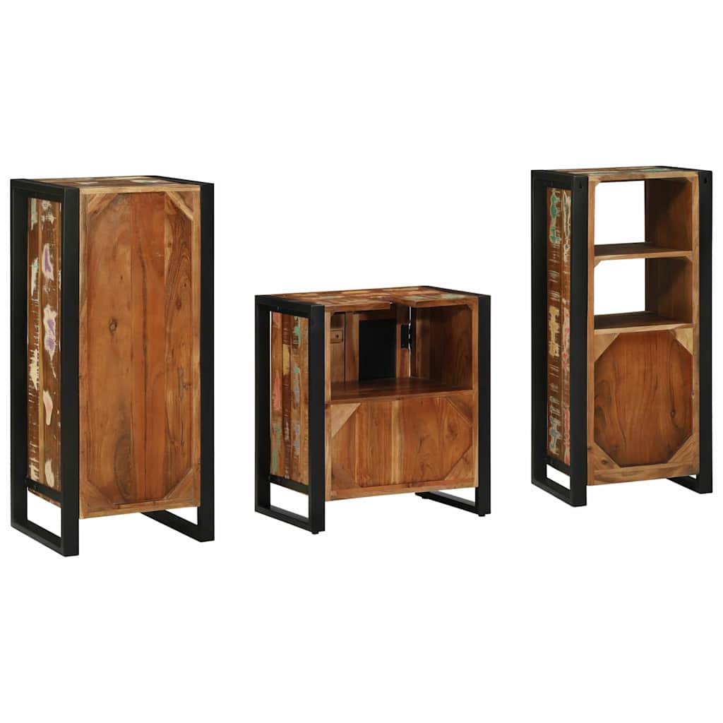 Set di mobili per il bagno 3 pcs Legno Recuperato Massello | homemem39