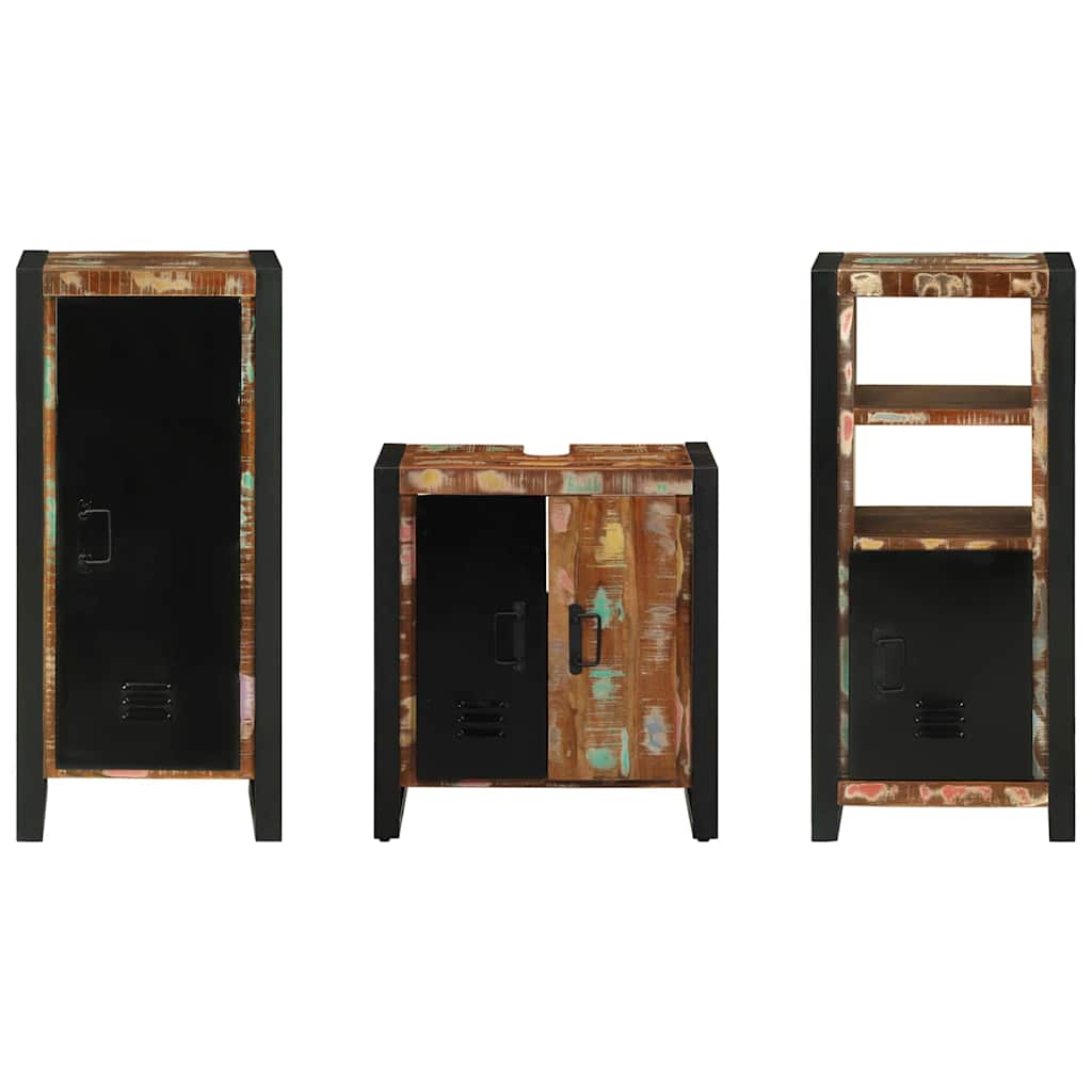 Set di mobili per il bagno 3 pcs Legno Recuperato Massello | homemem39