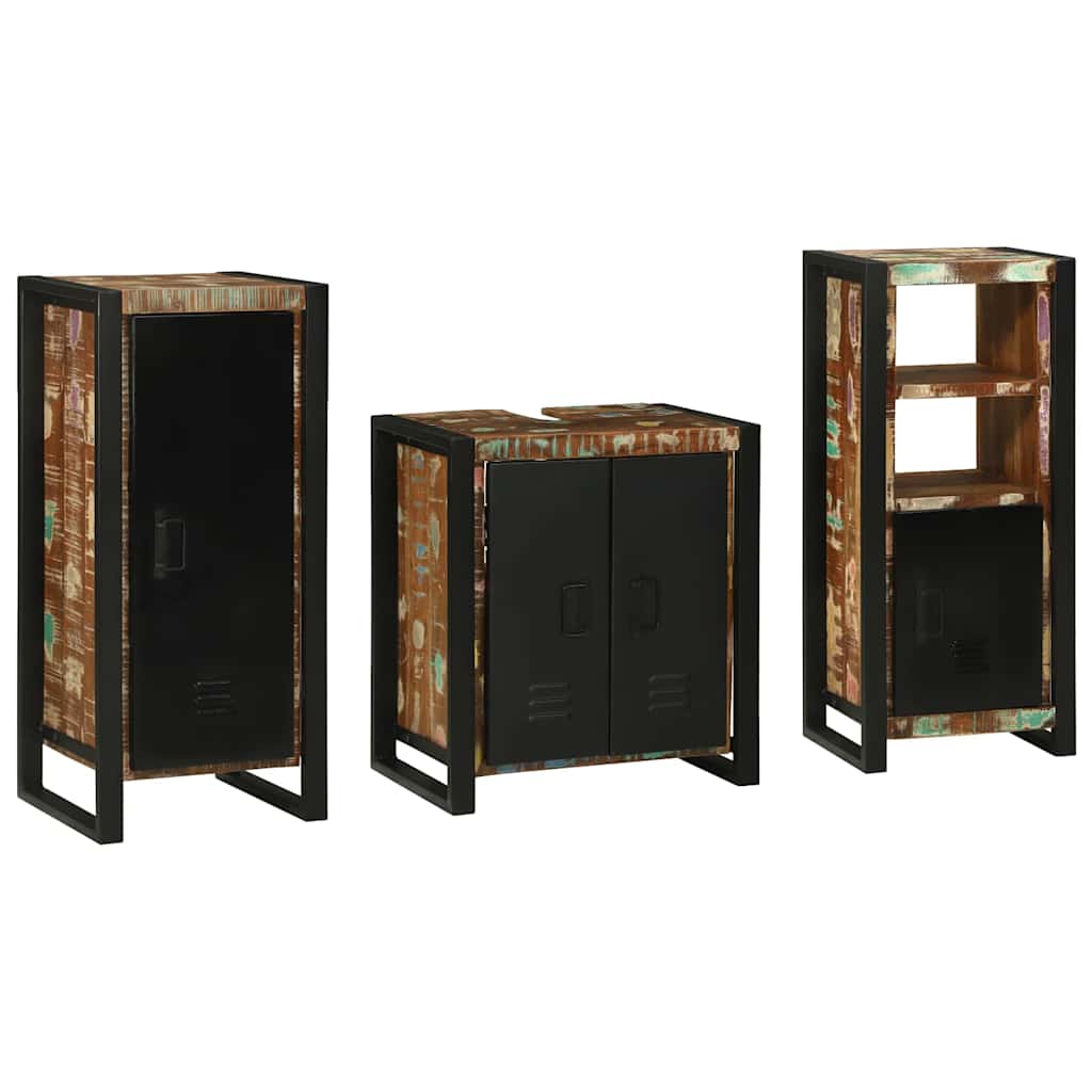 Set di mobili per il bagno 3 pcs Legno Recuperato Massello | homemem39