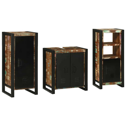 Set di mobili per il bagno 3 pcs Legno Recuperato Massello | homemem39
