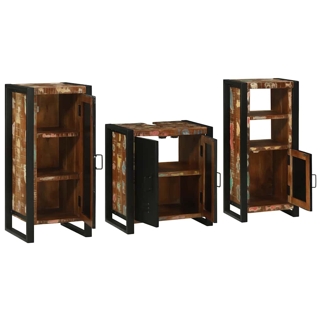 Set di mobili per il bagno 3 pcs Legno Recuperato Massello | homemem39