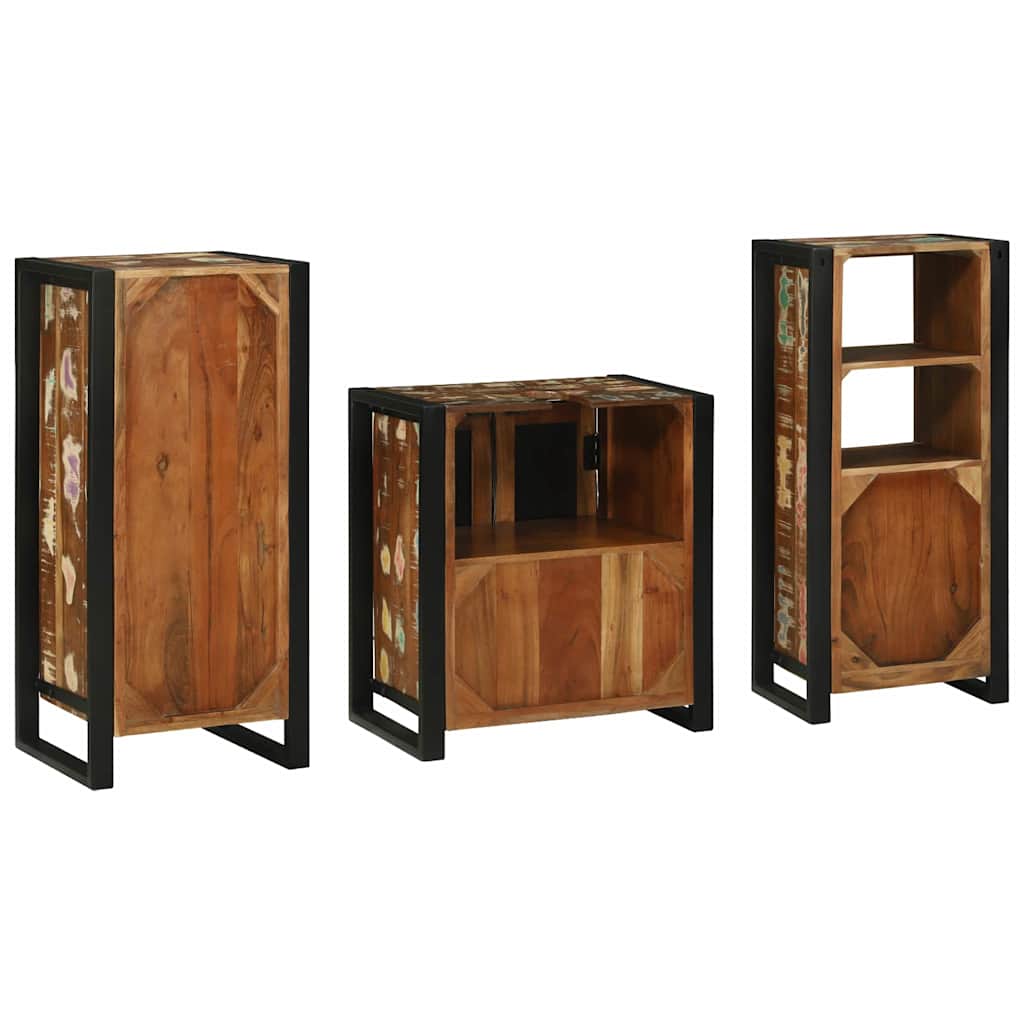 Set di mobili per il bagno 3 pcs Legno Recuperato Massello | homemem39
