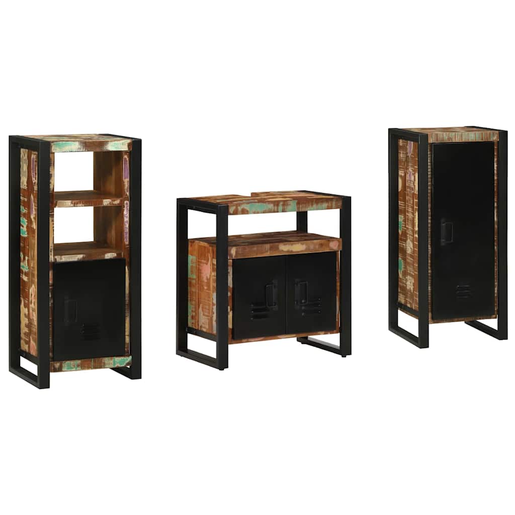 Set di mobili per il bagno 3 pcs Legno Recuperato Massello | homemem39