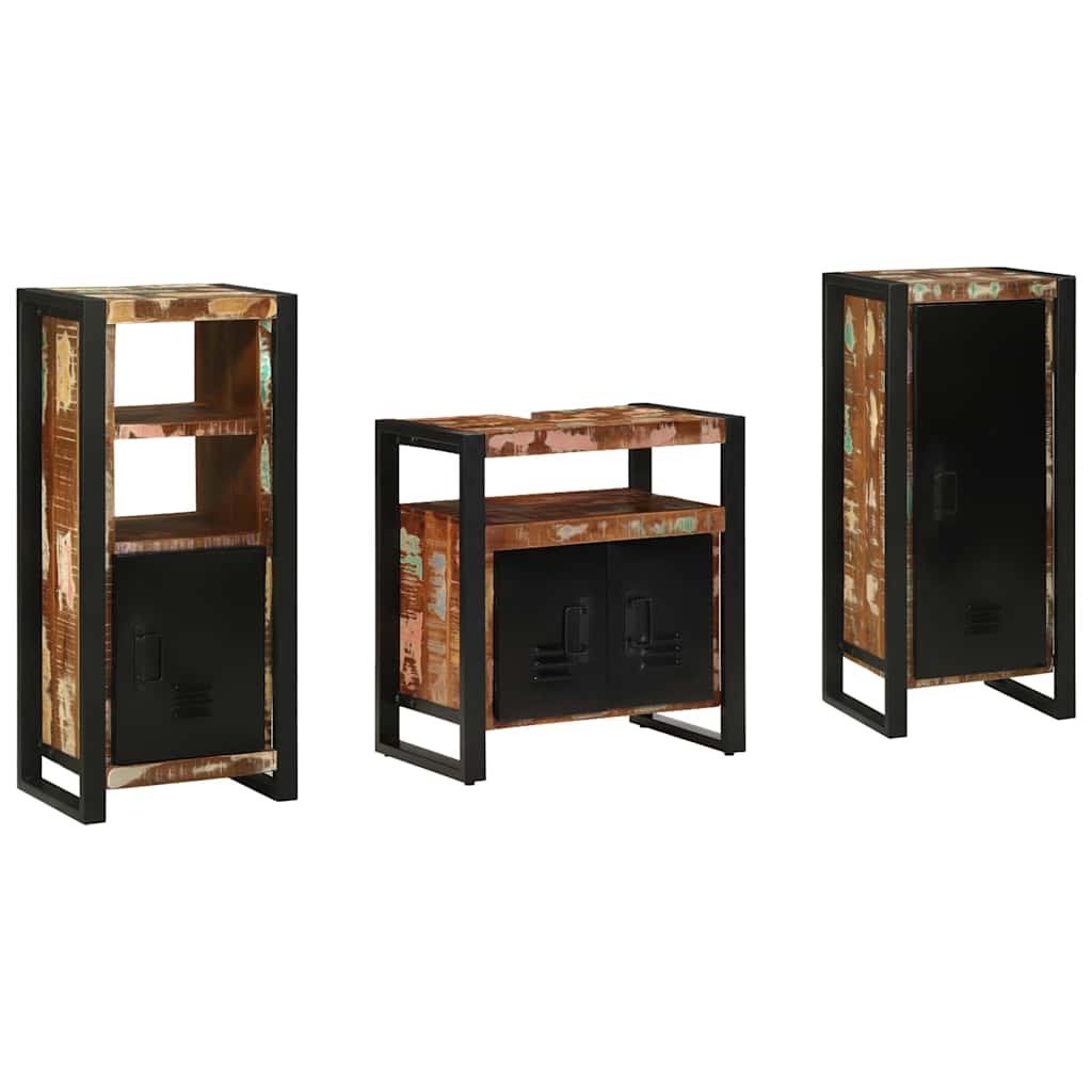 Set di mobili per il bagno 3 pcs Legno Recuperato Massello | homemem39