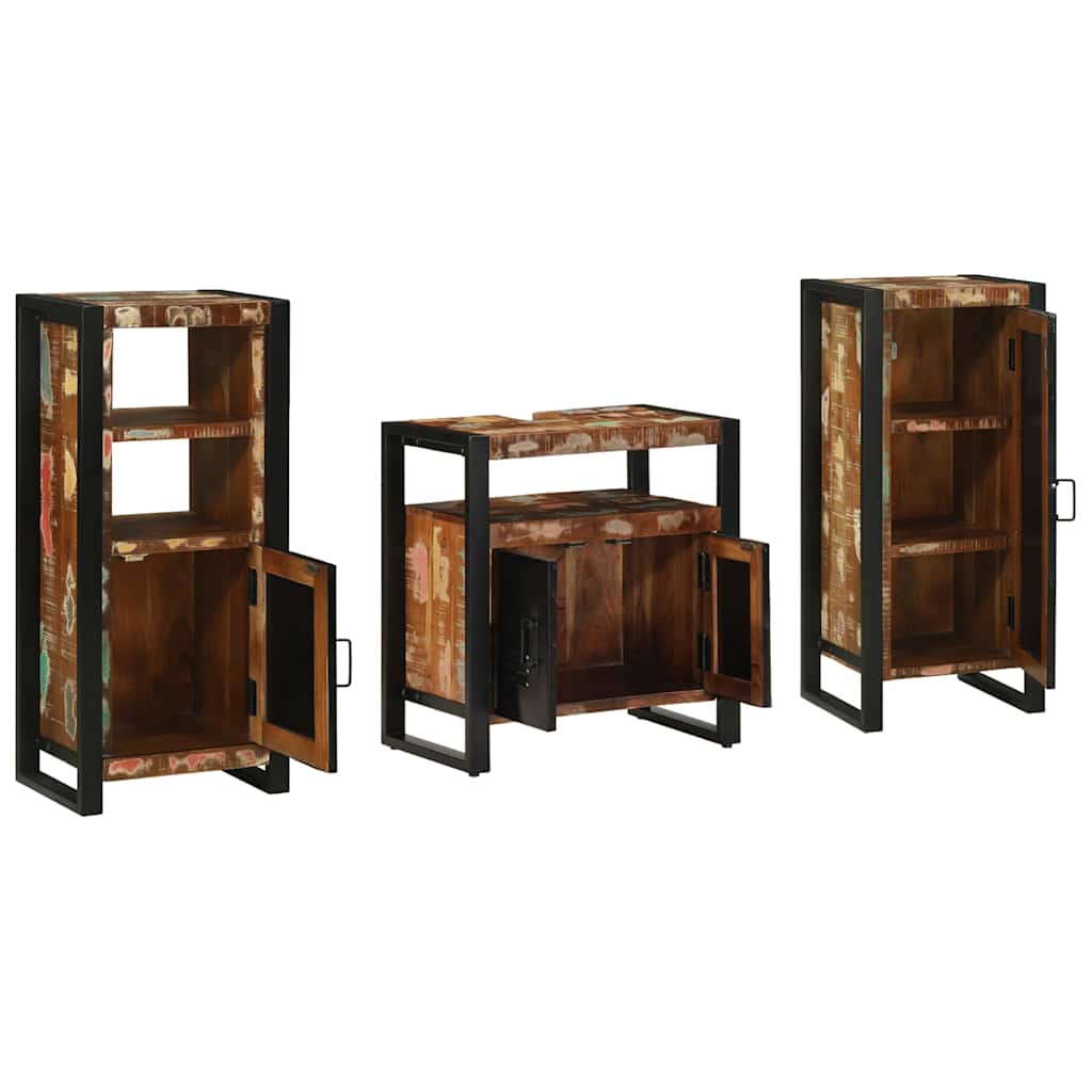 Set di mobili per il bagno 3 pcs Legno Recuperato Massello | homemem39