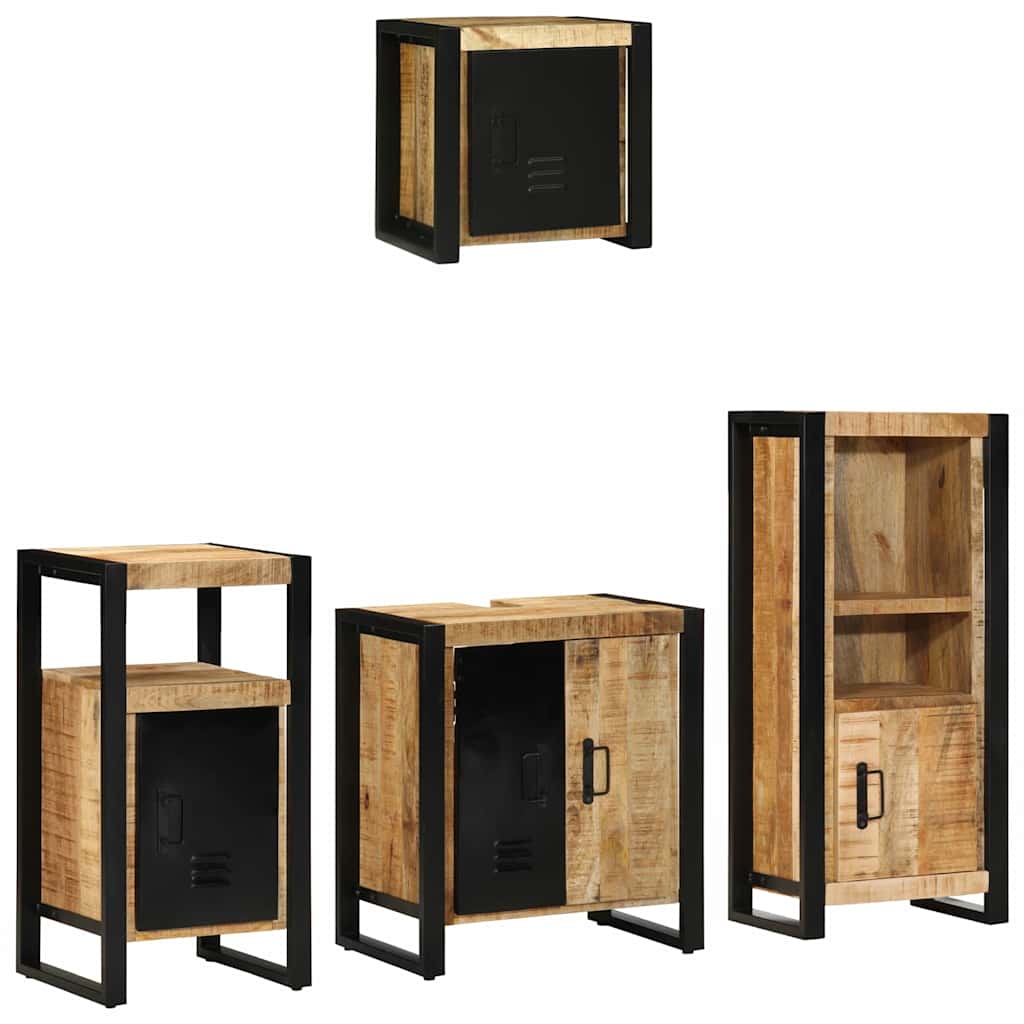Set di mobili per il bagno 4 pz Marrone e Nero 55 x 35 x 60 cm