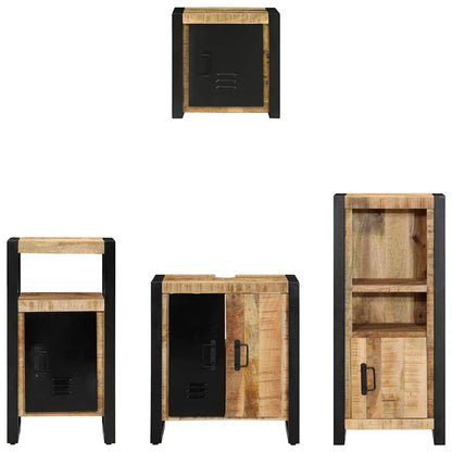 Set di mobili per il bagno 4 pz Marrone e Nero 55 x 35 x 60 cm | homemem39
