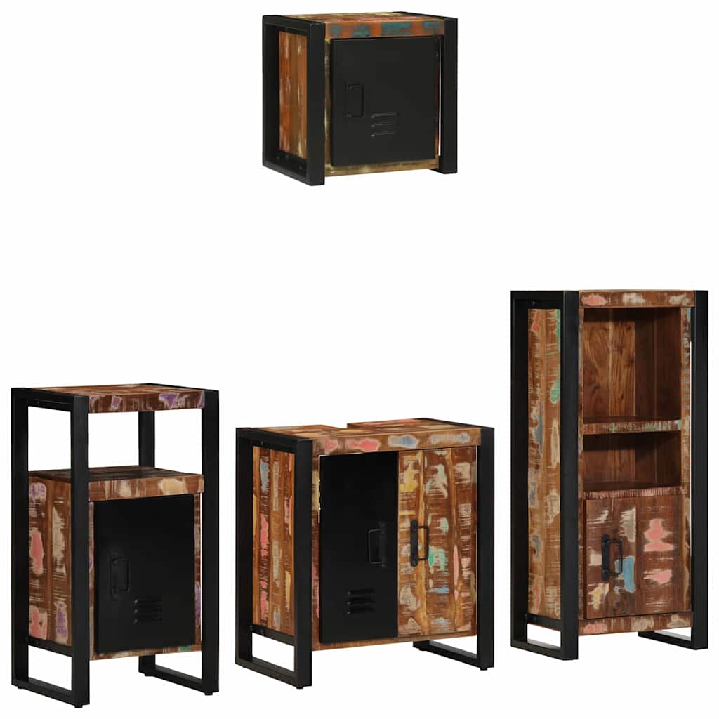 Set di mobili per il bagno 4 pcs Legno Recuperato Massello | homemem39