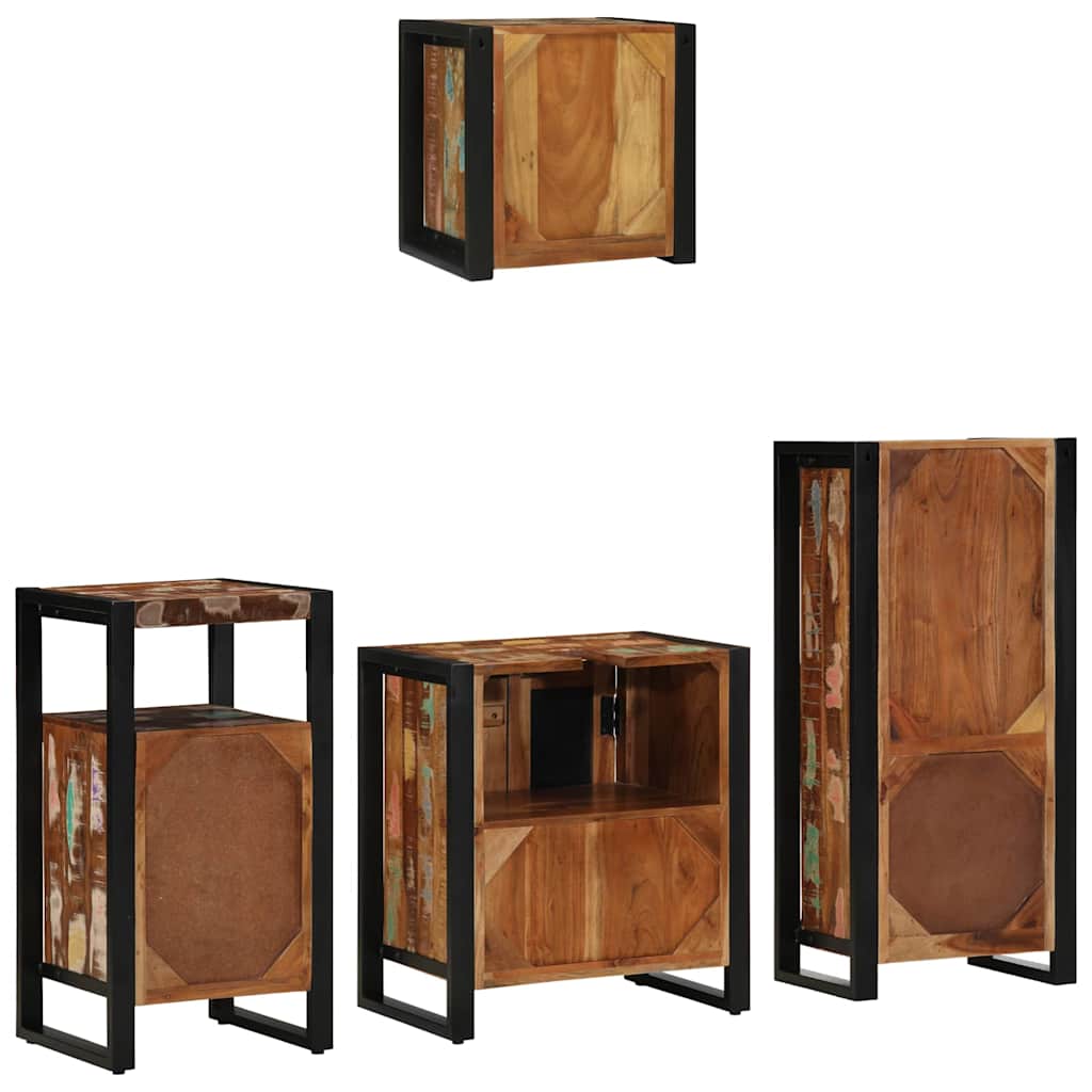 Set di mobili per il bagno 4 pcs Legno Recuperato Massello | homemem39