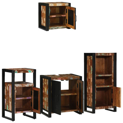 Set di mobili per il bagno 4 pcs Legno Recuperato Massello | homemem39