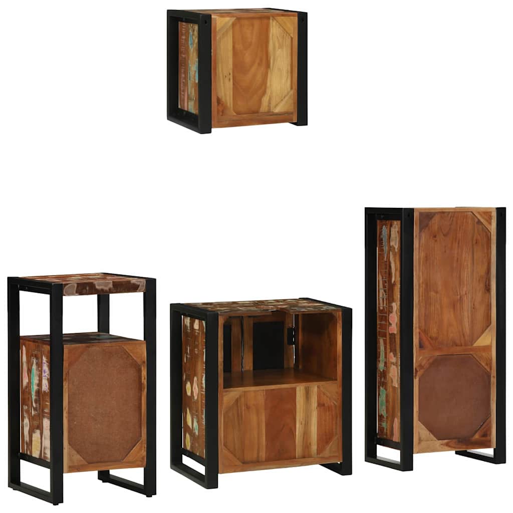 Set di mobili per il bagno 4 pcs Legno Recuperato Massello | homemem39