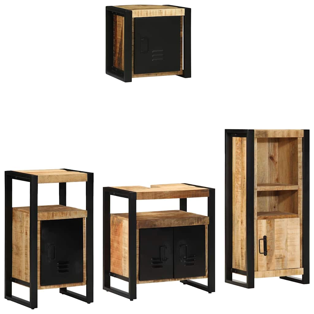 Set di mobili per il bagno 4 pz Marrone e Nero 55 x 35 x 60 cm