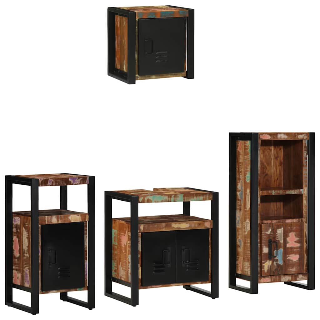 Set di mobili per il bagno 4 pcs Legno Recuperato Massello | homemem39