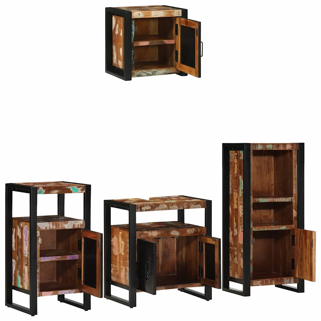 Set di mobili per il bagno 4 pcs Legno Recuperato Massello | homemem39