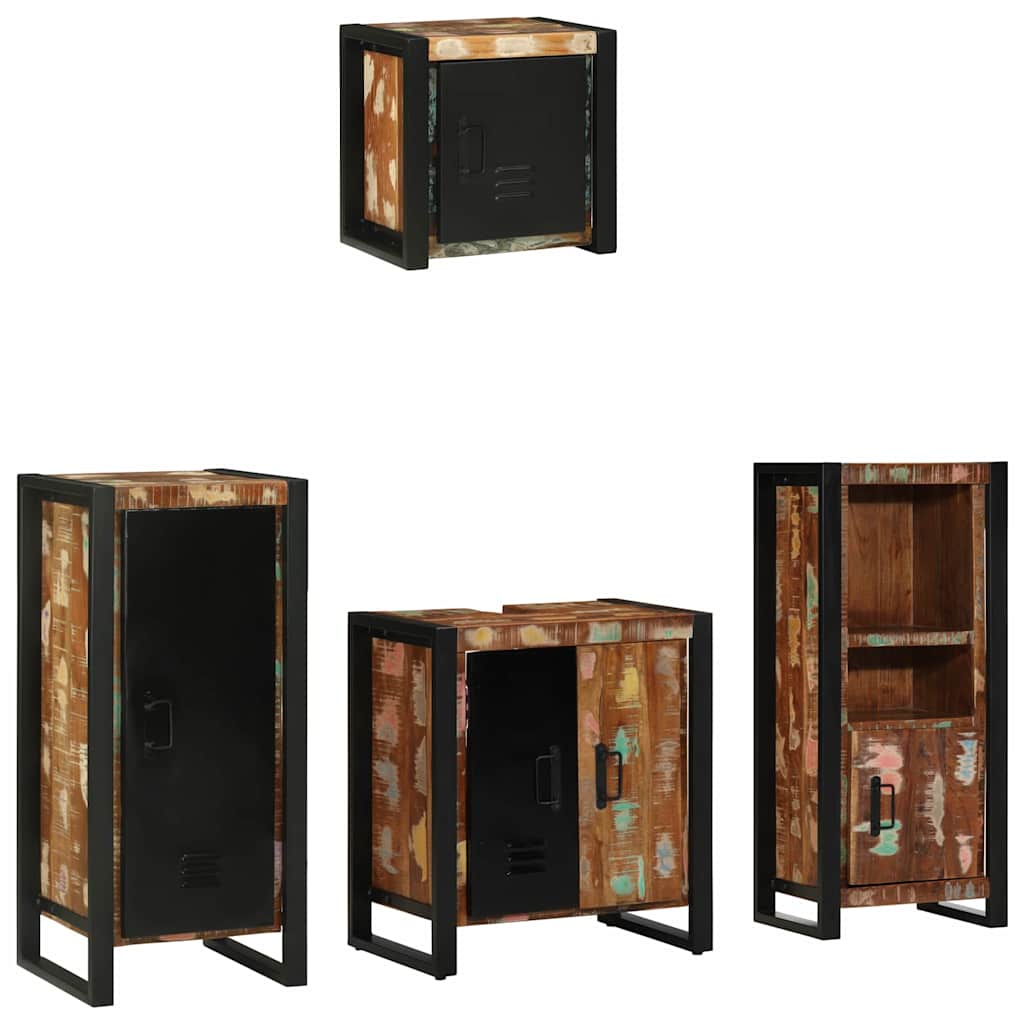 Set di mobili per il bagno 4 pcs Legno Recuperato Massello | homemem39