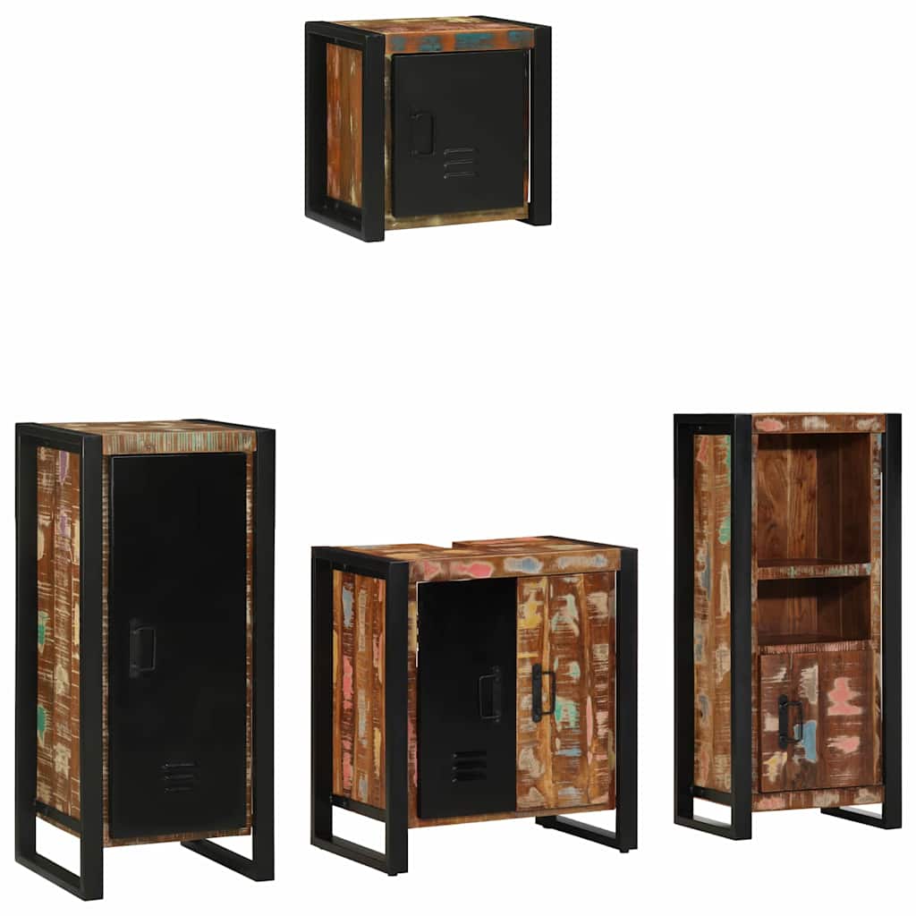 Set di mobili per il bagno 4 pcs Legno Recuperato Massello | homemem39