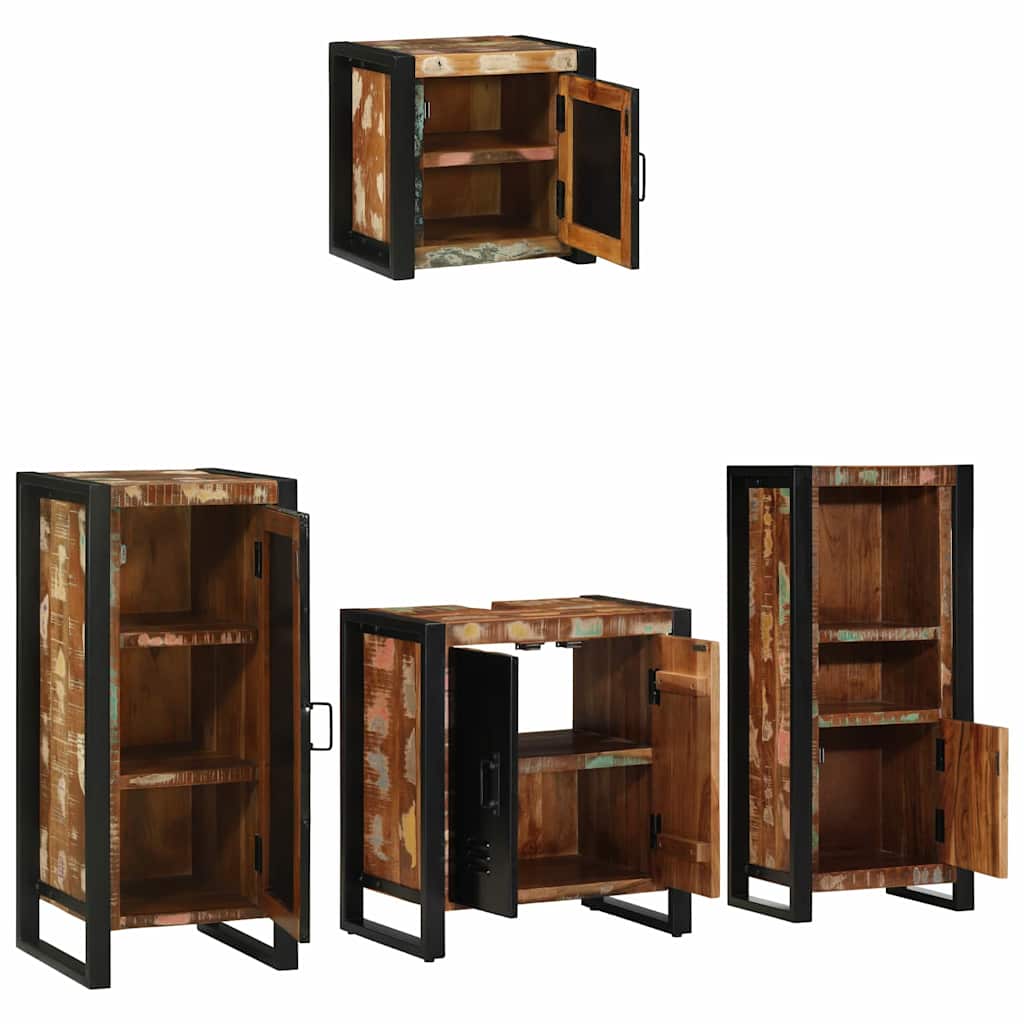 Set di mobili per il bagno 4 pcs Legno Recuperato Massello | homemem39