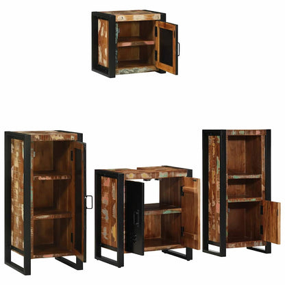 Set di mobili per il bagno 4 pcs Legno Recuperato Massello | homemem39