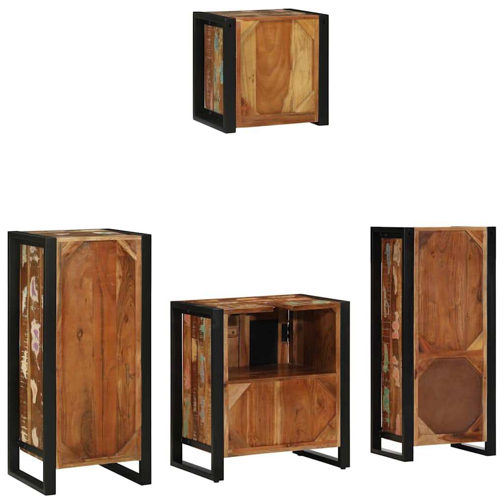 Set di mobili per il bagno 4 pcs Legno Recuperato Massello | homemem39