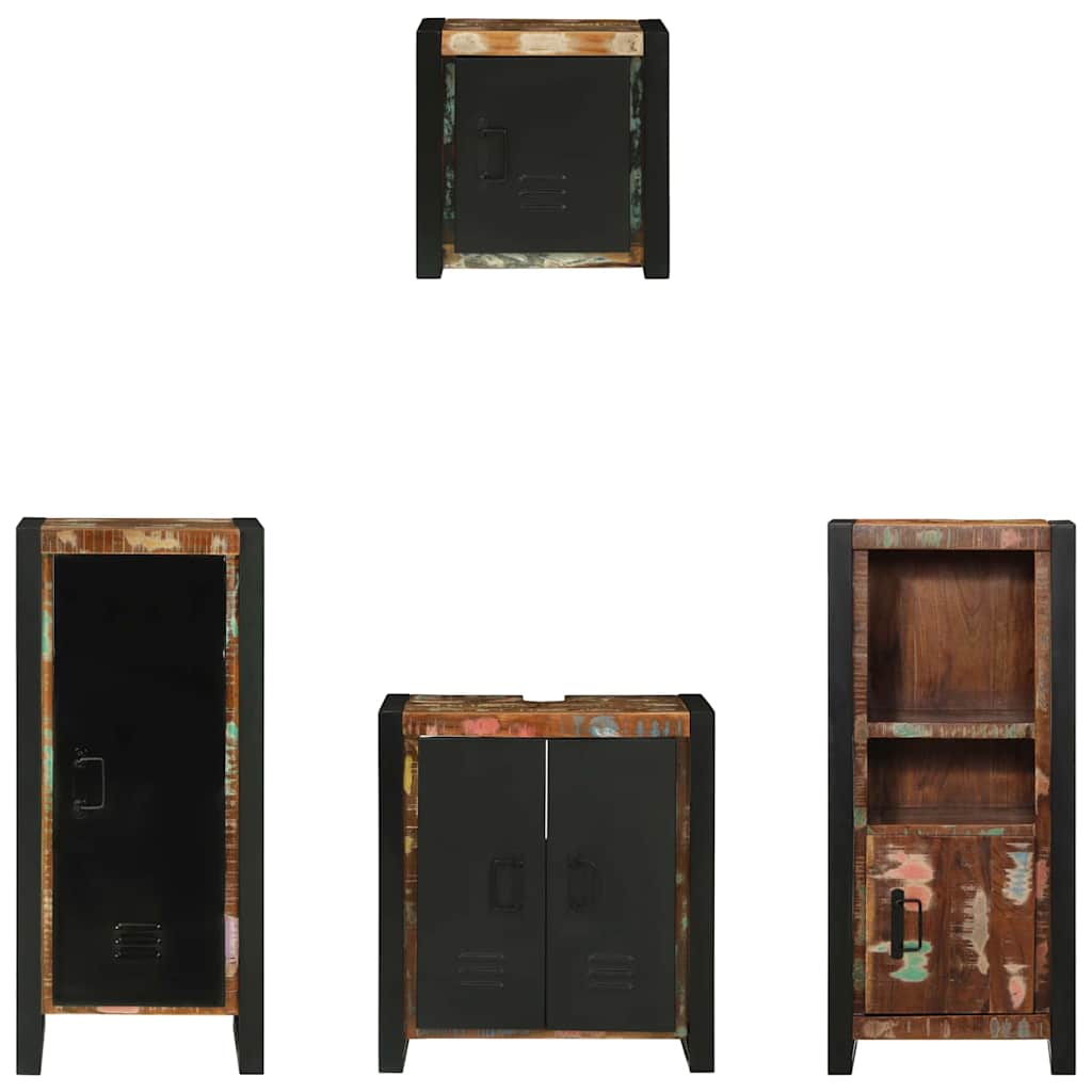 Set di mobili per il bagno 4 pcs Legno Recuperato Massello | homemem39