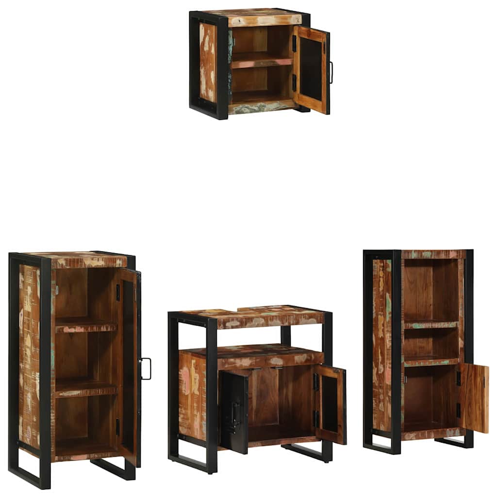 Set di mobili per il bagno 4 pcs Legno Recuperato Massello | homemem39