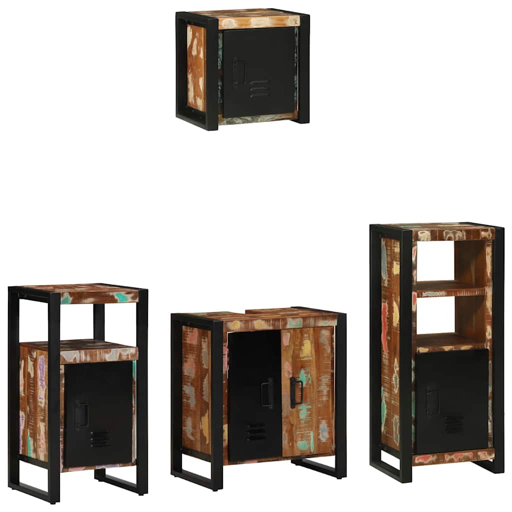 Set di mobili per il bagno 4 pcs Legno Recuperato Massello | homemem39