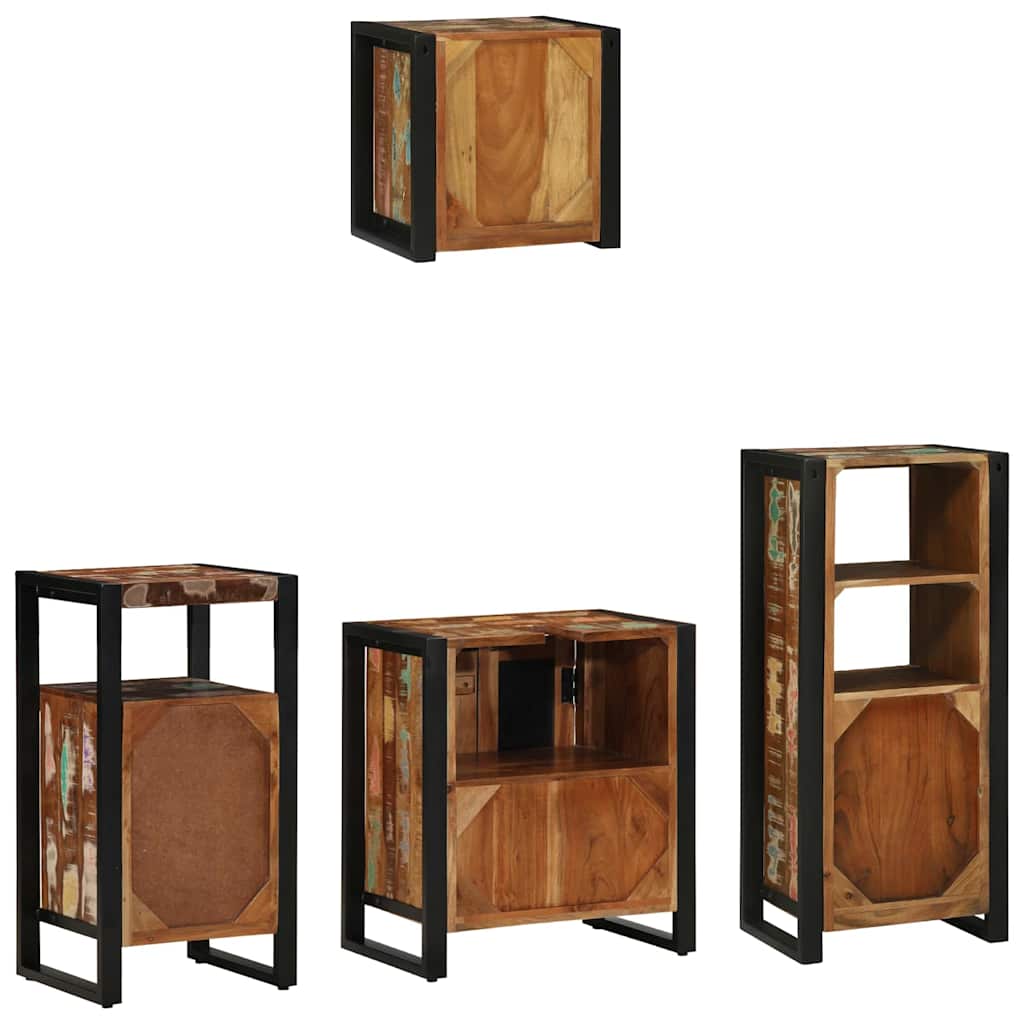 Set di mobili per il bagno 4 pcs Legno Recuperato Massello | homemem39