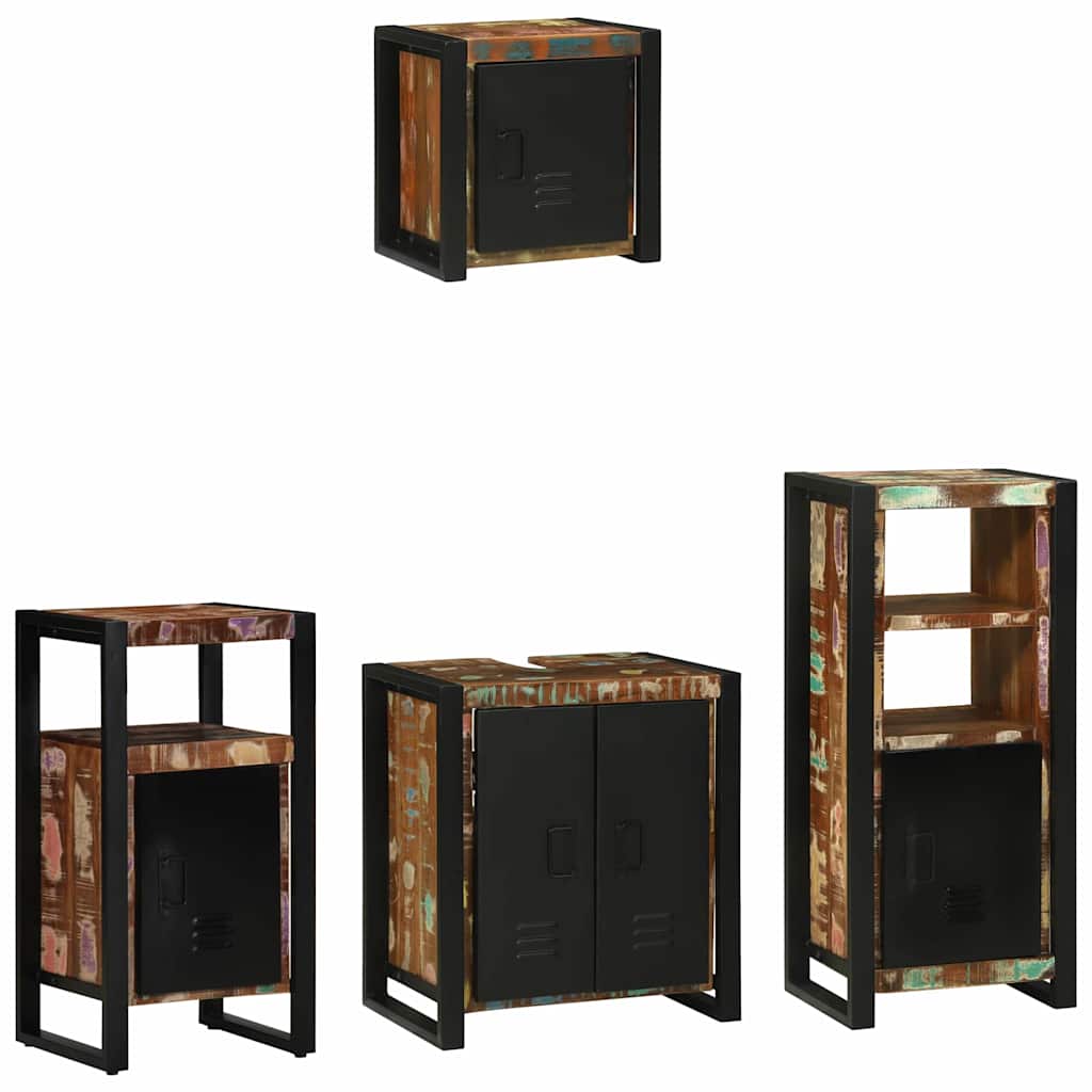 Set di mobili per il bagno 4 pcs Legno Recuperato Massello | homemem39