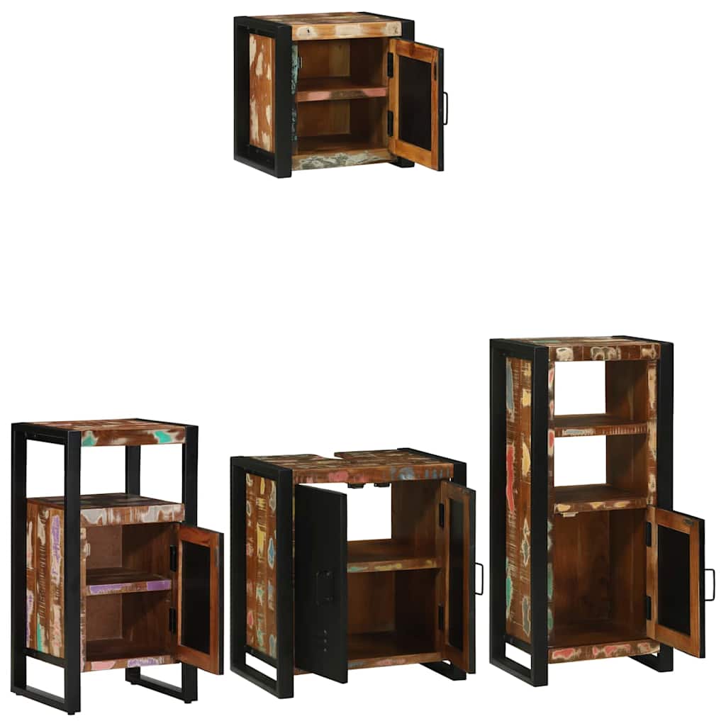 Set di mobili per il bagno 4 pcs Legno Recuperato Massello | homemem39