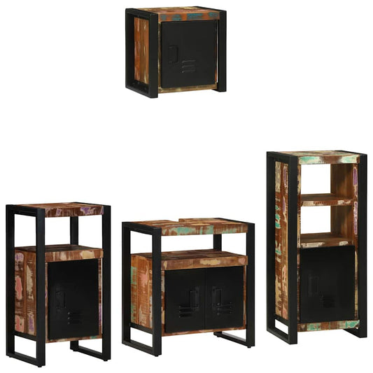 Set di mobili per il bagno 4 pcs Legno Recuperato Massello | homemem39