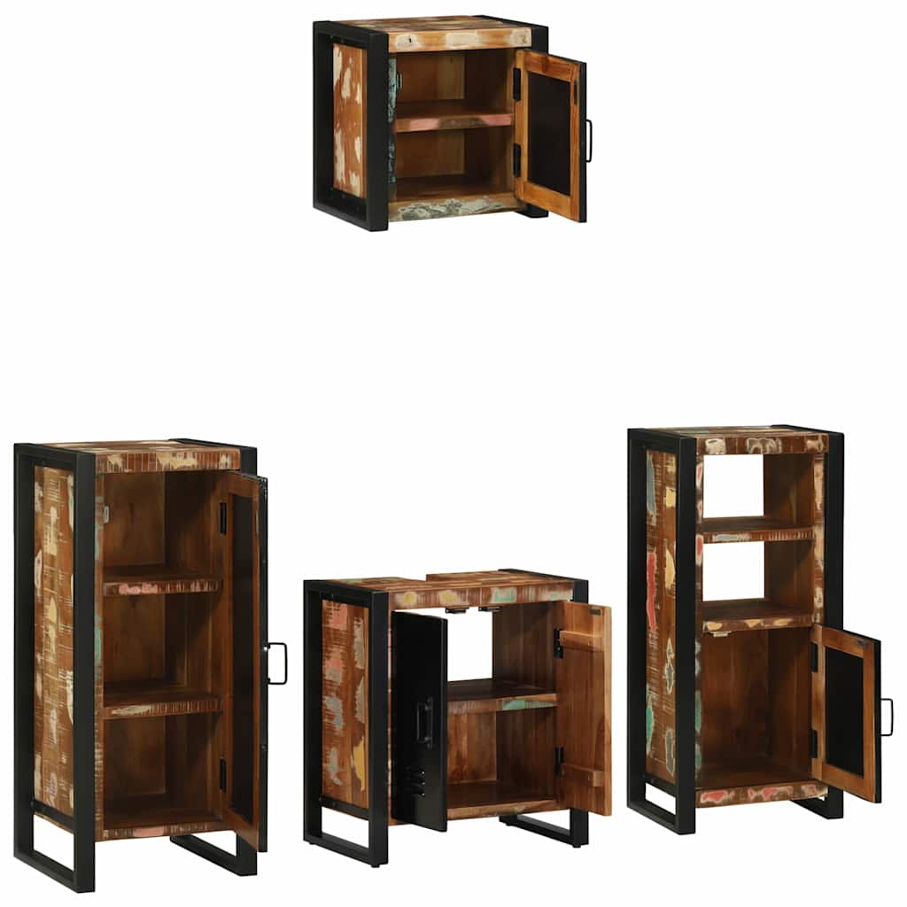 Set di mobili per il bagno 4 pcs Legno Recuperato Massello | homemem39