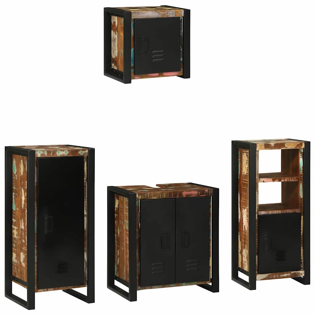 Set di mobili per il bagno 4 pcs Legno Recuperato Massello | homemem39