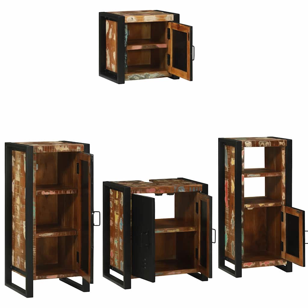 Set di mobili per il bagno 4 pcs Legno Recuperato Massello | homemem39