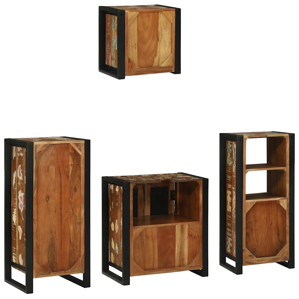 Set di mobili per il bagno 4 pcs Legno Recuperato Massello | homemem39