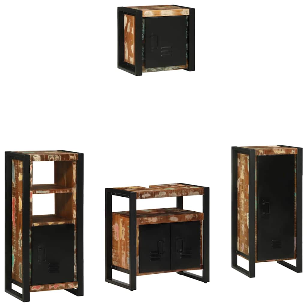 Set di mobili per il bagno 4 pcs Legno Recuperato Massello | homemem39