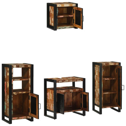 Set di mobili per il bagno 4 pcs Legno Recuperato Massello | homemem39