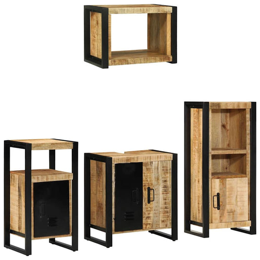 Set di mobili per il bagno 4 pz Marrone e Nero 55 x 35 x 60 cm | homemem39