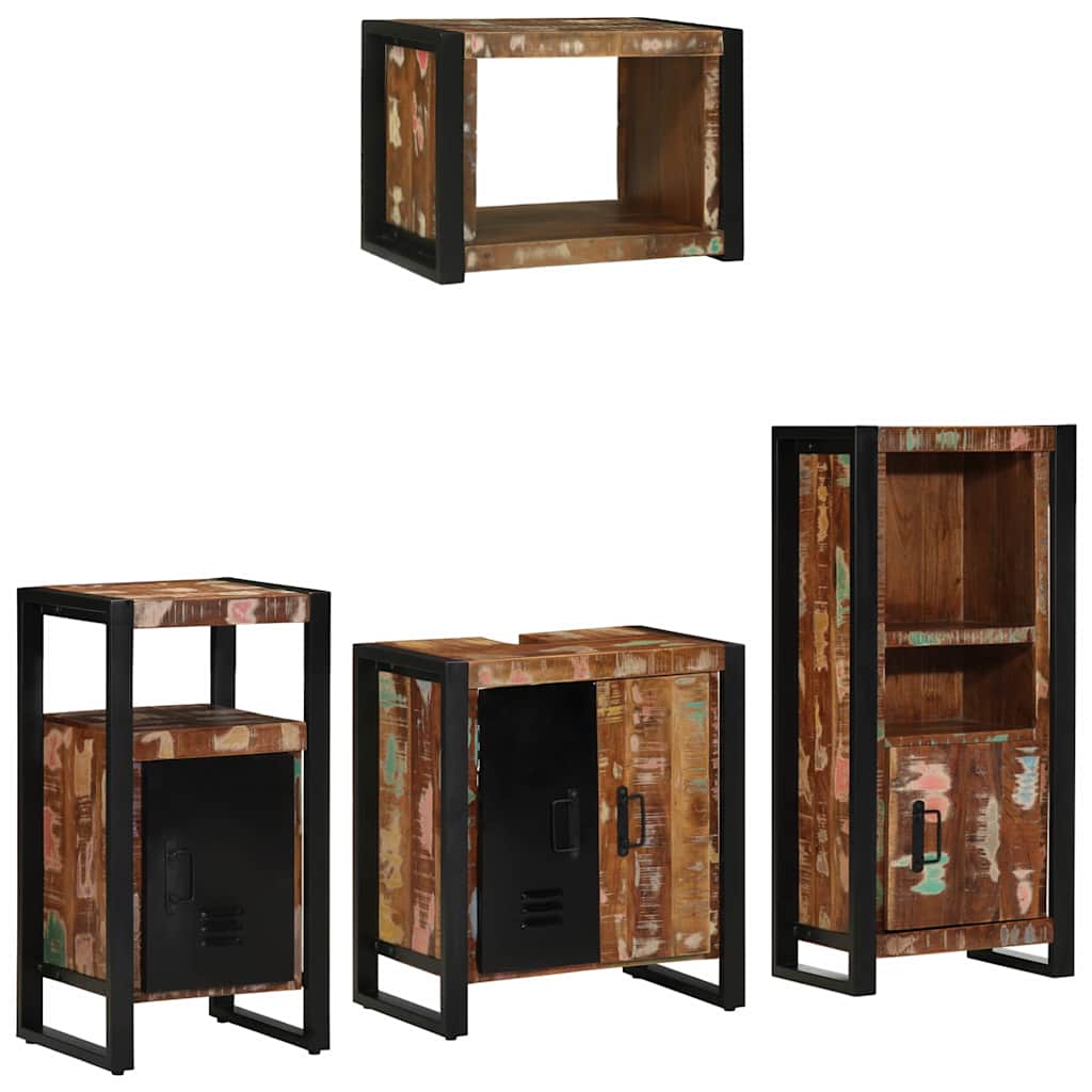 Set di mobili per il bagno 4 pcs Legno Recuperato Massello | homemem39