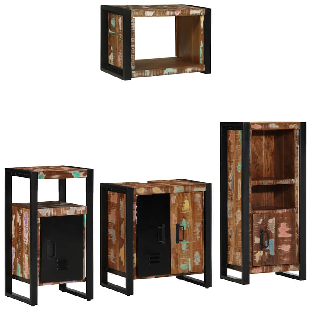 Set di mobili per il bagno 4 pcs Legno Recuperato Massello | homemem39
