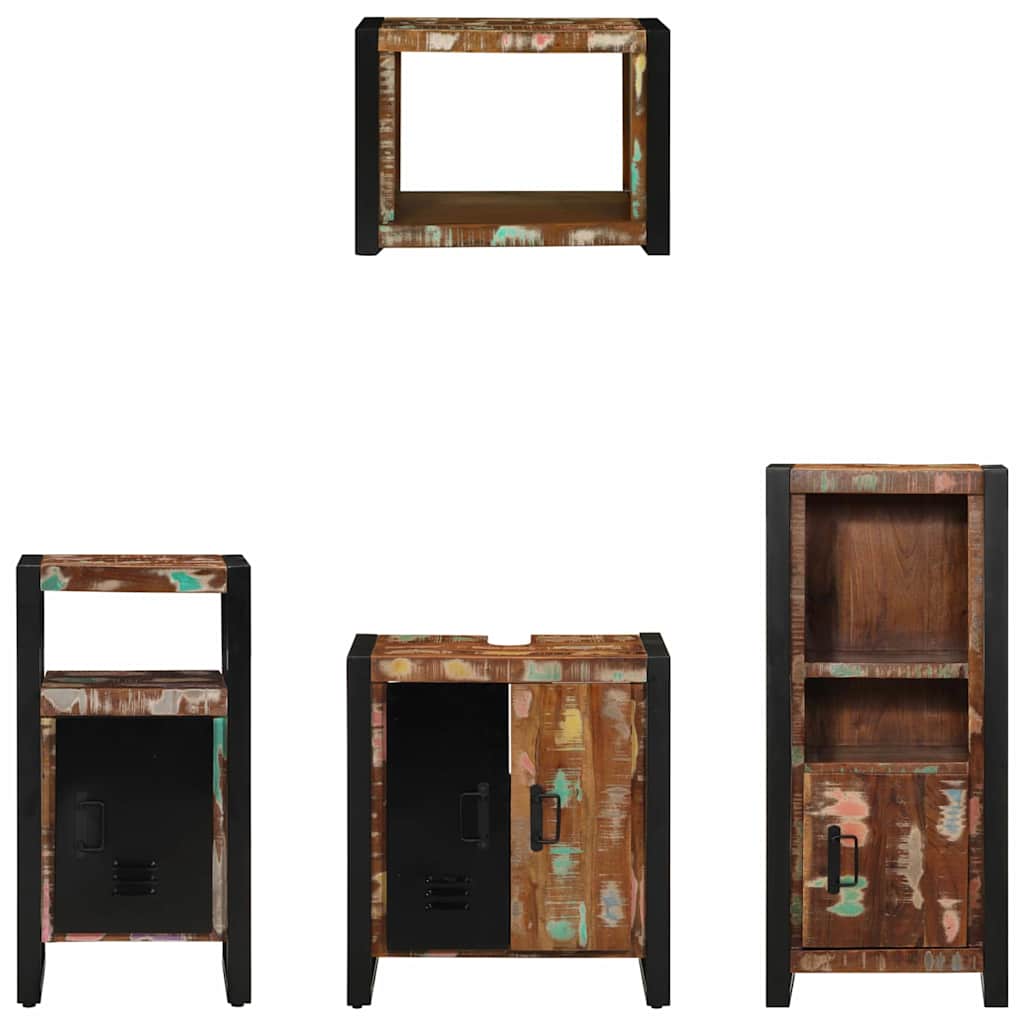 Set di mobili per il bagno 4 pcs Legno Recuperato Massello | homemem39