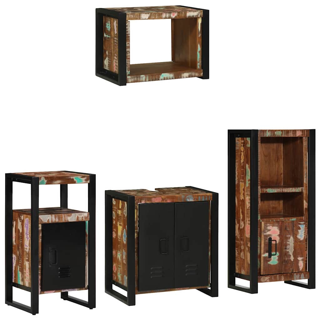 Set di mobili per il bagno 4 pcs Legno Recuperato Massello | homemem39