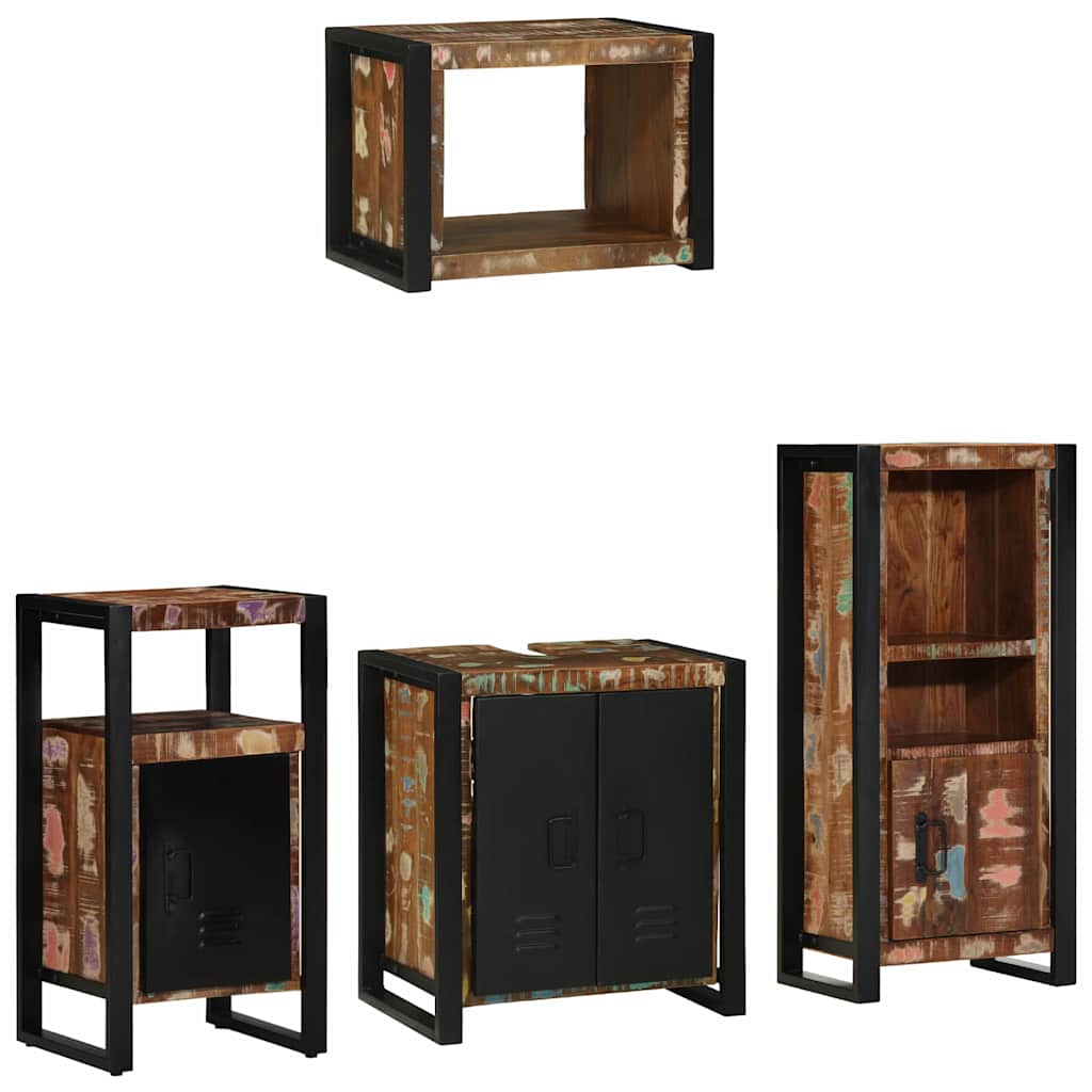 Set di mobili per il bagno 4 pcs Legno Recuperato Massello | homemem39