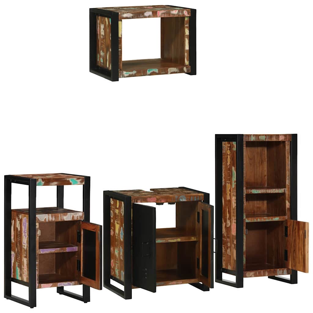 Set di mobili per il bagno 4 pcs Legno Recuperato Massello | homemem39