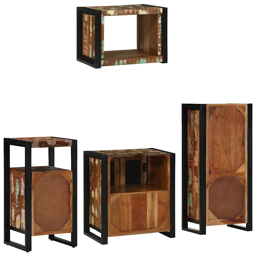 Set di mobili per il bagno 4 pcs Legno Recuperato Massello | homemem39