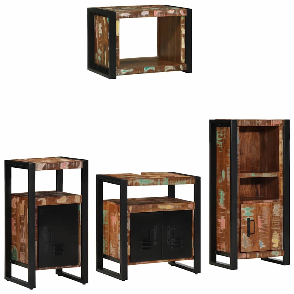 Set di mobili per il bagno 4 pcs Legno Recuperato Massello | homemem39