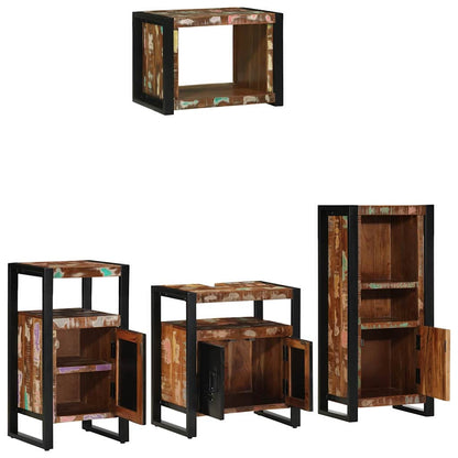 Set di mobili per il bagno 4 pcs Legno Recuperato Massello | homemem39
