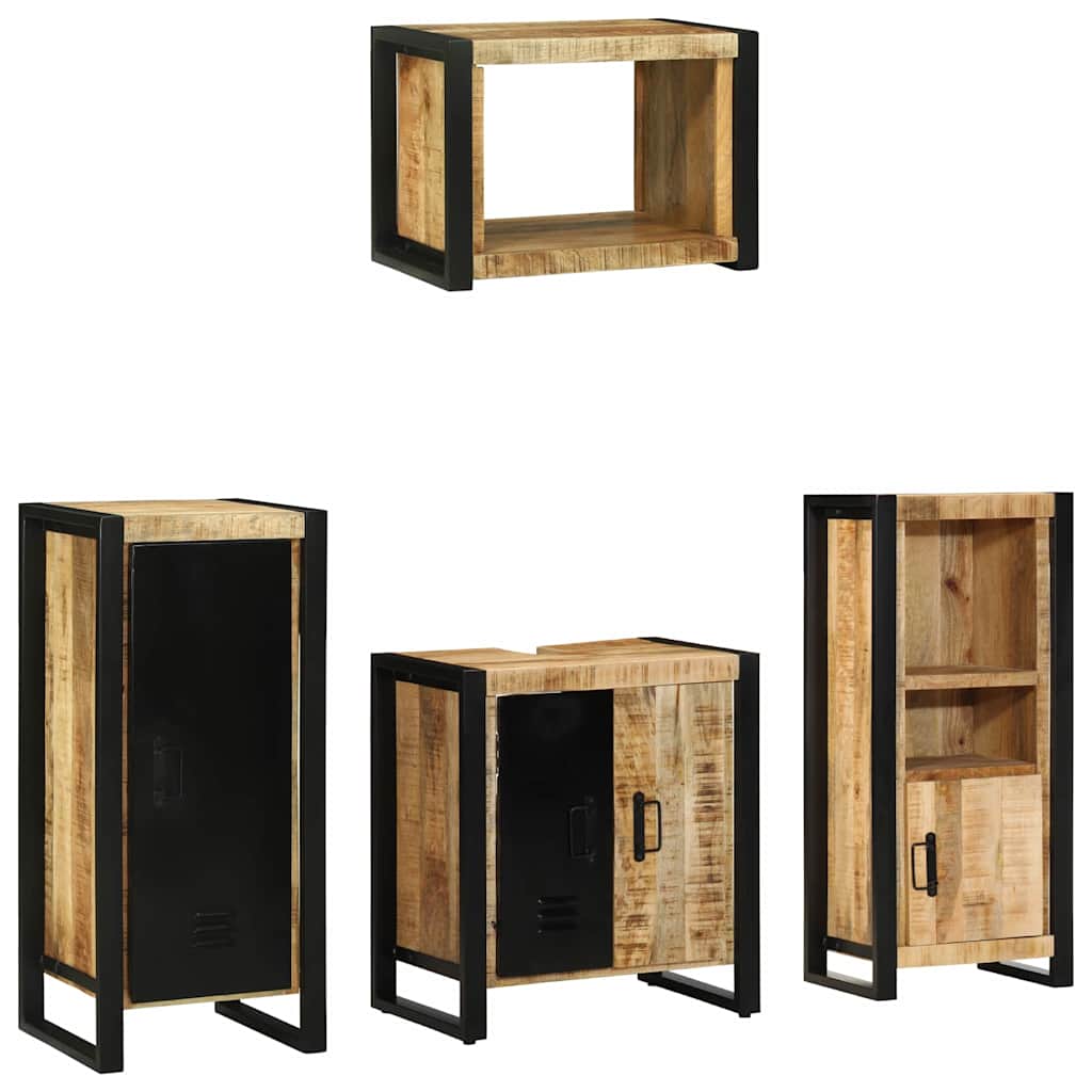 Set di mobili per il bagno 4 pz Marrone e Nero | homemem39